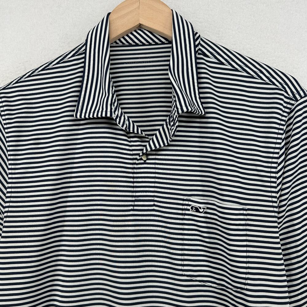 VINEYARD VINES Shirt Mens L Polo Golf Performance Striped Short Sleeve Black